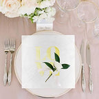 100 Pack of 'Love' White and Gold Wedding Napkins - Disposable Party Napkins for Cocktail, Bar, Bachelorette, Engagement and Beverage Events