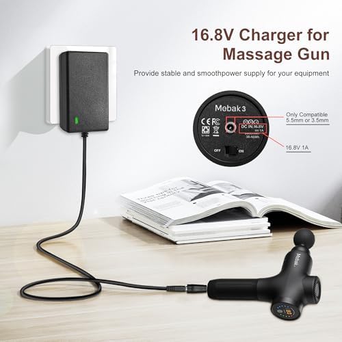 16.8V Charger for Massage Gun Compatible with TheraGun, Hyperice, Medcursor, Mebak, Toloco, Sportneer, Sonic, Fusion, Youdgee, Sharper Image, Olsky，Cryotex, Cholas Massage Gun - 79in DC Charger