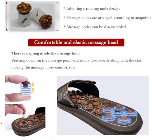 Acupressure Sandals,Acupressure Foot Massager with Anti-Slip Sole,Plantar Fasciitis Relief with Imitate Person Rotation Finger Pressure (Brown, S-Women(5.5-7)/Men(4.5-6))