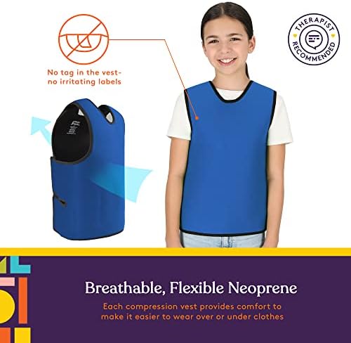 Special Supplies Sensory Compression Vest Deep Pressure Comfort (Blue, Meduim)