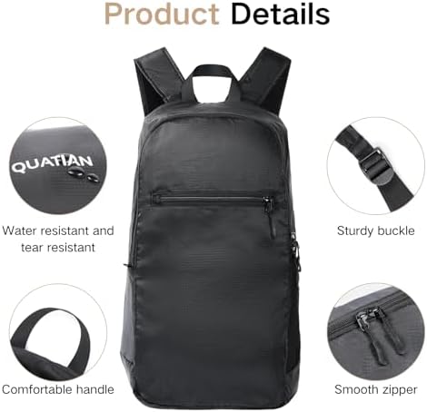 Lightweight Foldable Backpack – Water-Resistant Travel Daypack with Spacious Compartment & Front Pocket, Compact and Durable for Daily Use