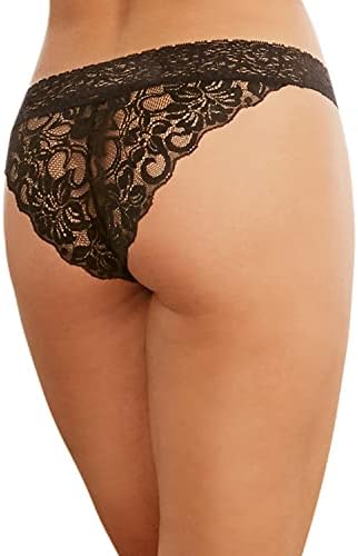 Dreamgirl Women's Sexy Fashion Lingerie, Lace Panty with Front Criss-Cross Detail Black