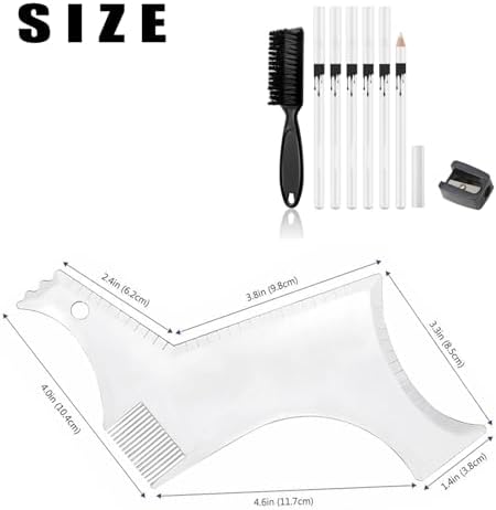White Barber Pencil Set - Edge Hairline Razor Trace Pencils Beard Guide Beard Hairline and Beard Shaping Pencils,with Sharpener Ruler Brush for Men