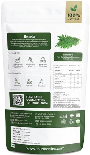 Shudh Online Curry Leaves Powder Fresh (3.5 oz) Natural Grown Indian Dried Curry Leaf Powder | Hojas de Curry Frescas Secas - Hair Growth