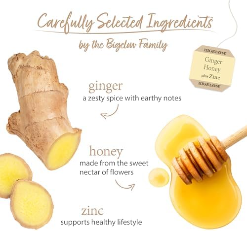Bigelow Tea Ginger Honey plus Zinc, 18 Count (Pack of 6), 108 Total Tea Bags