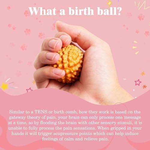 Wooden Massage Ball - 2pcs Acupressure Ball for Natural Labor and Delivery Essentials, Birthing Comb, Labor Comb Spiky Massage Ball Stress Relief