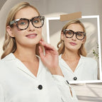 JiSoo Oversized Reading Glasses for Women Men, Stylish Designer Readers Women with Large Frame