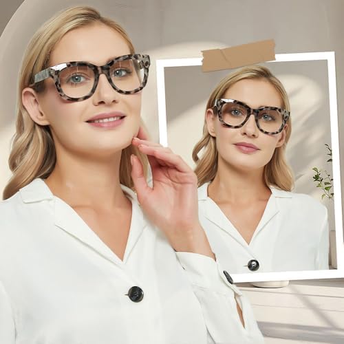 JiSoo Oversized Reading Glasses for Women Men, Stylish Designer Readers Women with Large Frame