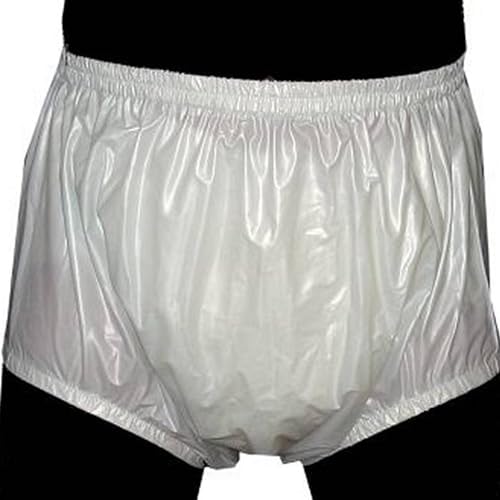 Adult Pull on Plastic Pants Anti-Side Leakage Incontinence Safety Pants Quiet Waterproof Diaper Covers Reusable,Pink,L
