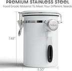 Veken Coffee Canister with Window, Airtight Stainless Steel Kitchen Food Storage Container with Lids, Date Tracker and Scoop for Grounds Coffee, Beans, Tea, Flour, Cereal, Sugar Jars, 22OZ, White