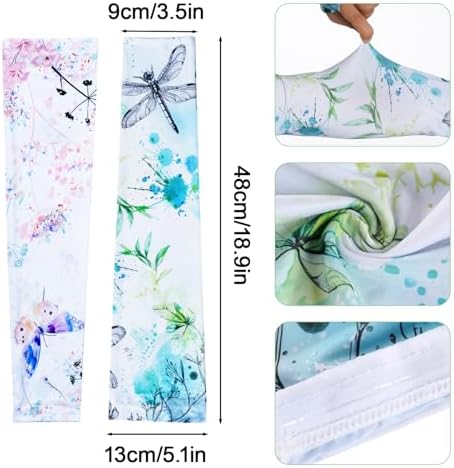 hoyuwak 2 pairs of Flower Garden Arm Sleeves for Women - UPF50+ Sun Protection, Cooling & Stretchy, Artistic Butterfly & Floral Design, Perfect for Gardening, Sports, Travel, Gift Ideas