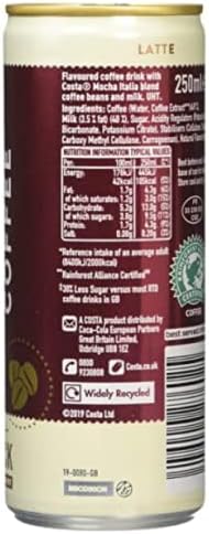 Costa Coffee Latte 12 x 250ml Cans