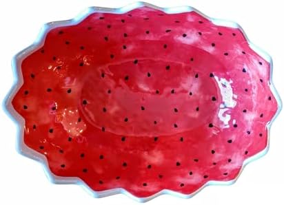 Generic Melamine Plastic Watermelon Large Size Salad Serving Bowl - Light Weight - 14 x 10 x 4.25 Green and Watermelon Colors