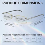 CGID Unisex Lightweight Rimless Frameless Rectangle Reading Glasses Mens Womens Spring Hinge Readers