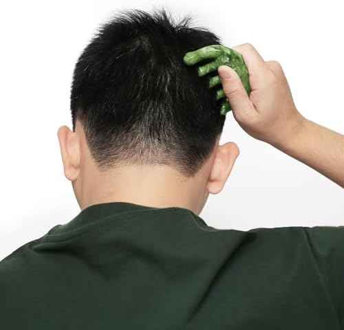 Jade Massage Comb, Gua Sha Comb - Natural Jade Stone Hair Comb for Head Scalp,Body, Facial Massage, Anti-Static Jade Wide Tooth Comb for Men&Women Hair Growth, Acupressure Meridian Massager