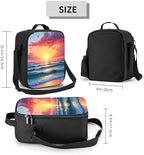 Insulated Lunch Bag For Adults A Painting Of A Sunset Over The Ocean With Birds Flying In The Sky. Lunch Box Reusable Tote Bag Unisex For Work, Travel, Picnic, Office, Camping, Hiking, Picnic, Beach