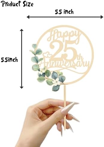 Happy 25th Anniversary Cake Toppers - 25th Anniversary Party Decorations, 25 Wedding Party, Company Decor, Wooden Decorations,Silver Wedding Silver Jubilee