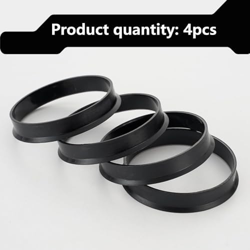 4 PCS Car Hub Center Ring, 73.1mm-60.1mm Hub Reducing Ring Shaft Shock Absorbing Collar Adapter Ring, Made for Wheels with a 73.1mm Center Bore and Vehicles with a 60.1mm Hub Bore (Black)