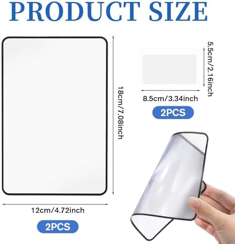 4Pcs 3X 5X Page Magnifying Sheet Clear Lightweight Magnifier Flat Plastic Optical Fresnel Lens Handy Card Size Magnifier Bookmark for Low Vision Reading Small Prints, Maps and Books