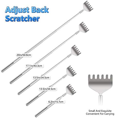 YIMICOO Extendable Back Scratcher for Men 3 Pack Portable Telescopic Metal Back Scratchers/Hand Massager with Pocket Clip for Thanksgiving, Birthday, Christmas Gifts