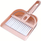 Mini Dust Pan and Brush Set, Plastic Dustpan and Broom Set for Desktop Cleaning, Pink