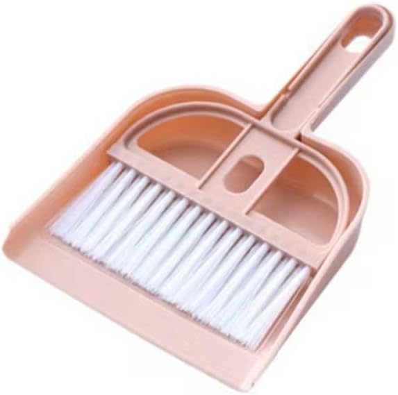 Mini Dust Pan and Brush Set, Plastic Dustpan and Broom Set for Desktop Cleaning, Pink