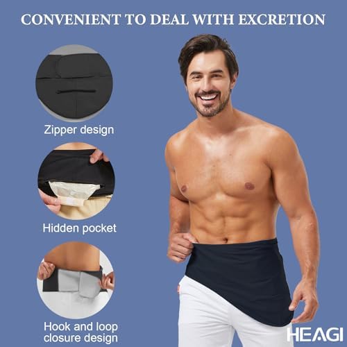 Ostomy Belt, Adjustable Ostomy Support Belt for Men & Woman, Inner Pocket to Hold Ostomy Pouch for Sport & Swimming, Size L (35"-39")