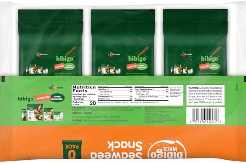 Bibigo Sesame Flavored Seaweed Snacks, 6 Individual Packets, 0.16 Ounce (Pack of 6)