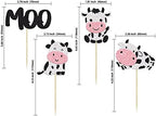 Gyufise 24Pcs Cow Cupcake Toppers Glitter Farm Animals Moo Cupcake Picks Cow Theme Baby Shower Kids Birthday Party Cake Decorations Supplies