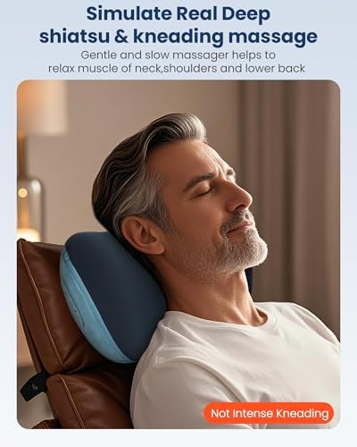 COMFIER Shiatsu Neck and Back Massager with Heat, Neck Massager Pillow with 3D Kneading Deep Tissue, Cordless & Portable, Soothes Muscle Tension at Home, Office, Travel,Mothers Day Gifts for Women