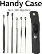 6 Pcs Ear Wax Removal Kit- Ear Cleaner Tool Stainless Steel- Portable Spiral Cleaning Tools with Storage Box for Adults (6 Pcs Black)