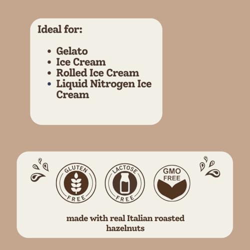 Hazelnut Paste Flavoring for Gelato, Rolled Ice Cream, and Ice Cream. (500g, 1.1 lbs) Made with Natural Hazelnuts