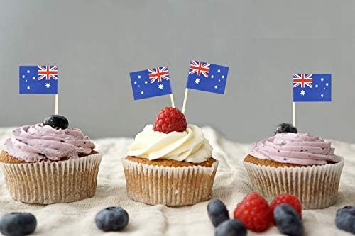 JBCD Australia Toothpick Flag Australian Mini Small Cupcake Topper Flags, 100pcs