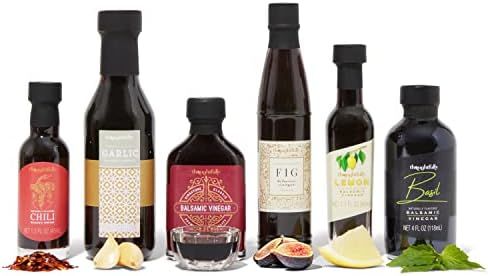 Thoughtfully Gourmet, Balsamic Vinegar Gift Set, Flavors Include Fig, Chili, Garlic and More, IGP Certified, Crafted in Modena, Italy, Halal Certified, Pack of 6