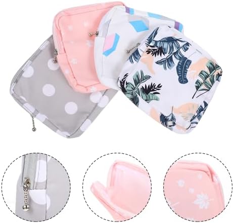 Amosfun 20Pcs Portable Sanitary Napkin Storage Bags for Teen Girls Mini Zipper Makeup Cosmetic Pouch Lightweight Polyester Pad Organizer for Travel and Daily Use