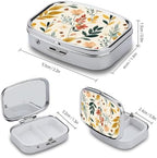 Mustard Yellow Flowers Pill Case Portable Lightweigh Pill Box with Mirror 2 Compartment Medicine Tablet Vitamin Holder Organizer for Pocket Purse Travel Gifts