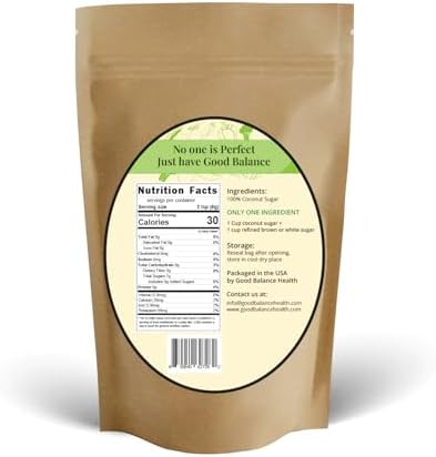 Good Balance Health Organic Coconut Sugar, 32 oz | Unrefined Coconut Palm Sugar, Low Glycemic Natural Sweetener & Sugar Substitute, Non-GMO, Vegan, Gluten Free, Great for Coffee, Baking & Cooking