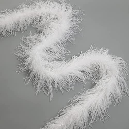 Soarer White Ostrich Feather Boas – 2yards 3ply Long Boas for Party, DIY Production, Clothing Decoration (White)