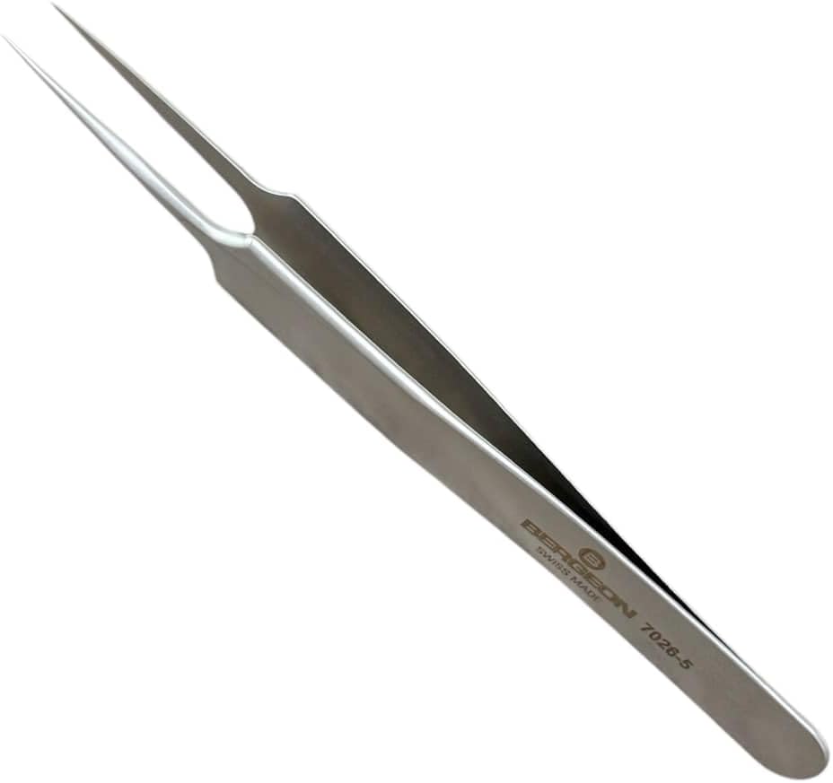 Bergeon 7026-5 precision tweezers in steel for watchmaker's and jewellers, length 110 mm