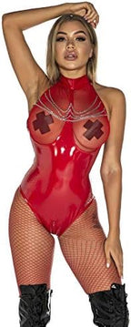 FEOYA Womens Catsuit Patent Leather Bodysuit Zipper Crotch Shinny Teddy One Piece Metallic Unitard Leotard XS-3XL