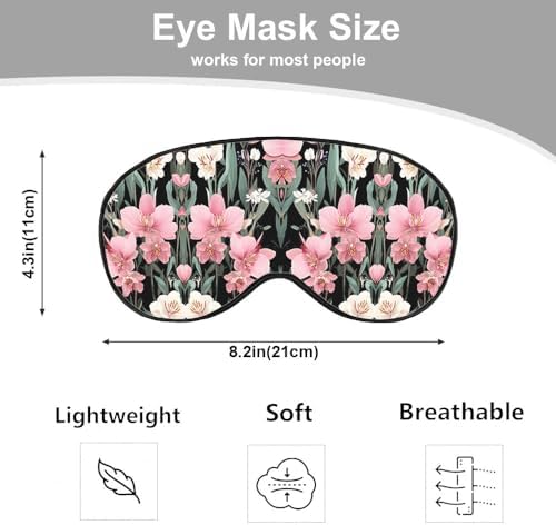 Orchid Flower Eye Mask Sleeping Mask Bloom Summer Spring Wildflowers Botanical Bouquet Bright Sleep Masks Silky Soft Eye Cover for Women Men Travel Sleeping