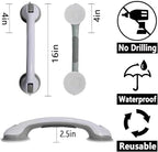 Shower Grab Bars for Seniors, Shower Handles for Elderly Suction Cup,2 Pack 16.19 Inch,Handicap Grab Bars for Bathtubs and Showers Wall, Bathroom Safety for Showers Walls Heavy Duty, No Drilling，Grey
