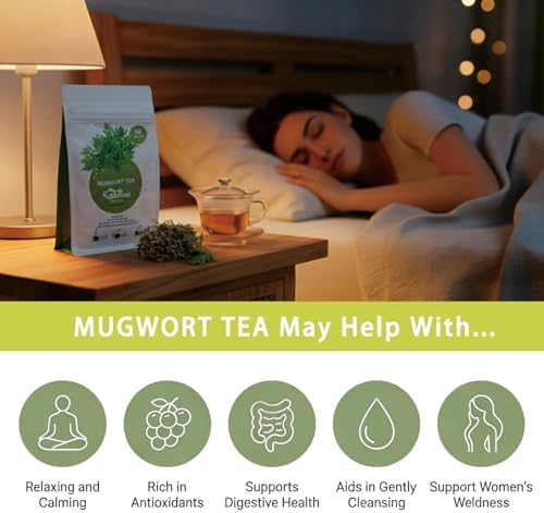 Samcci - Mugwort Tea Bag, 50 Teabags - 100% Natural Dried Mugwort leaves - No Sugar, No Caffeine, No Gluten, Vegan - Rich In Antioxidants