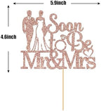 Maicaiffe Soon to Be Mr & Mrs Cake Topper - Bridal Shower Party Cake Decoration - Wedding Engagement Party Decor Supplies Rose Gold Glitter