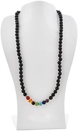Deluxe Handmade Lava Rock Beaded Stone Necklace Essential Oil Diffuser for Aromatherapy Ideal for Anti-Stress or Anti-Anxiety (Chakra & Lava For Women)