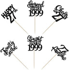 24PCS Black Happy 27th Birthday Cupcake Toppers Twenty Seven Straight Outta 1999 Cupcake Picks Cheers to 27 Lengend Since 1999 Cake Decorations for 27th Birthday Anniversary Party Decorations Supplies