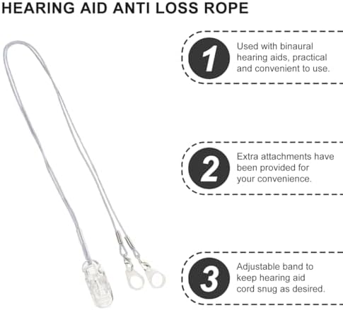 Hearing Aids Clip Holder with Anti-Lost Lanyard for Seniors Portable BTE Hearing Aid Rope with Clamp Silicone Tips and Carry Case