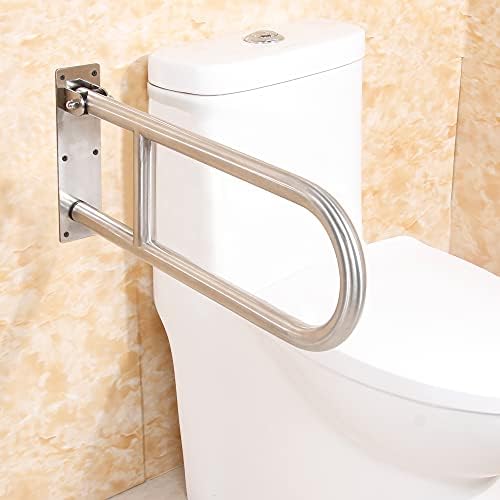 Grab Bars for Toilet Grab bar 304 Stainless Steel Foldable Bathroom Grab Bar, Metal Color, 24 inches Long. Wall Mounted Support for Handicapped or Elderly.
