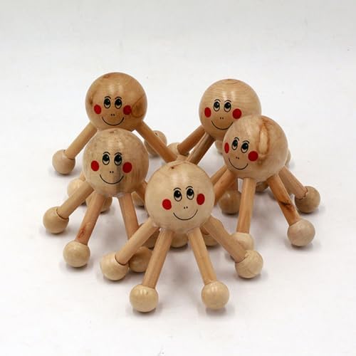 Six Leg Wood Massager - Body Relax Tool: Wooden Design, Comfortable Grip, Multi Point Massage, Manual Scalp and Body Massager | Great for Relaxation, Home Massage, Women self Care