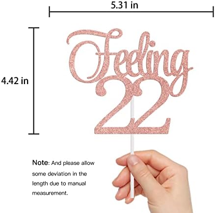 Feeling 22 Cake Topper,22nd Birthday Party Cake Decor,Hello 22,Cheers To Twenty-Two Years Old Birthday Party Decoration Supplies Rose Gold